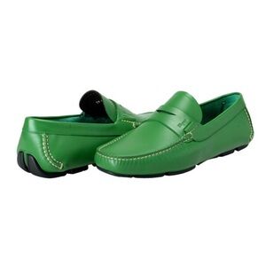 Salvatore Ferragamo Men's "Lake" Green Leather Driving Moccasins Shoes